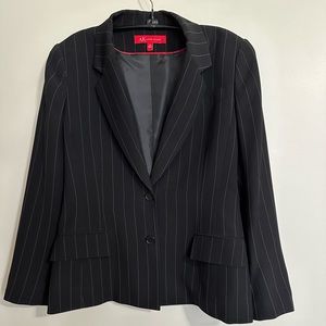 Anne Klein Black with White Pin Stripe Two-Button Blazer, Size 10